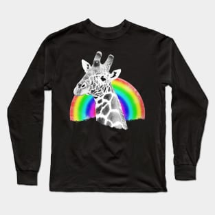 Giraffe with Rainbow - Wildlife in Africa Long Sleeve T-Shirt